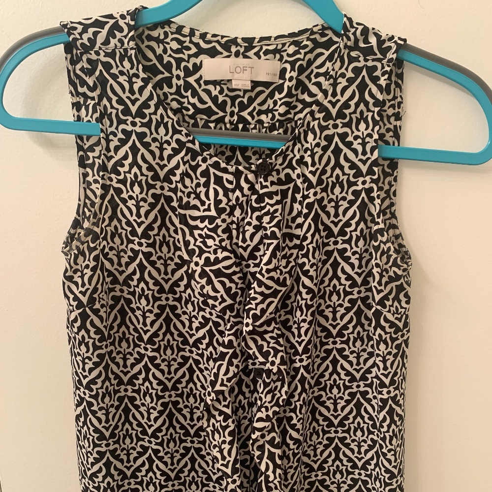 Ruffled Sleeveless Loft Blouse